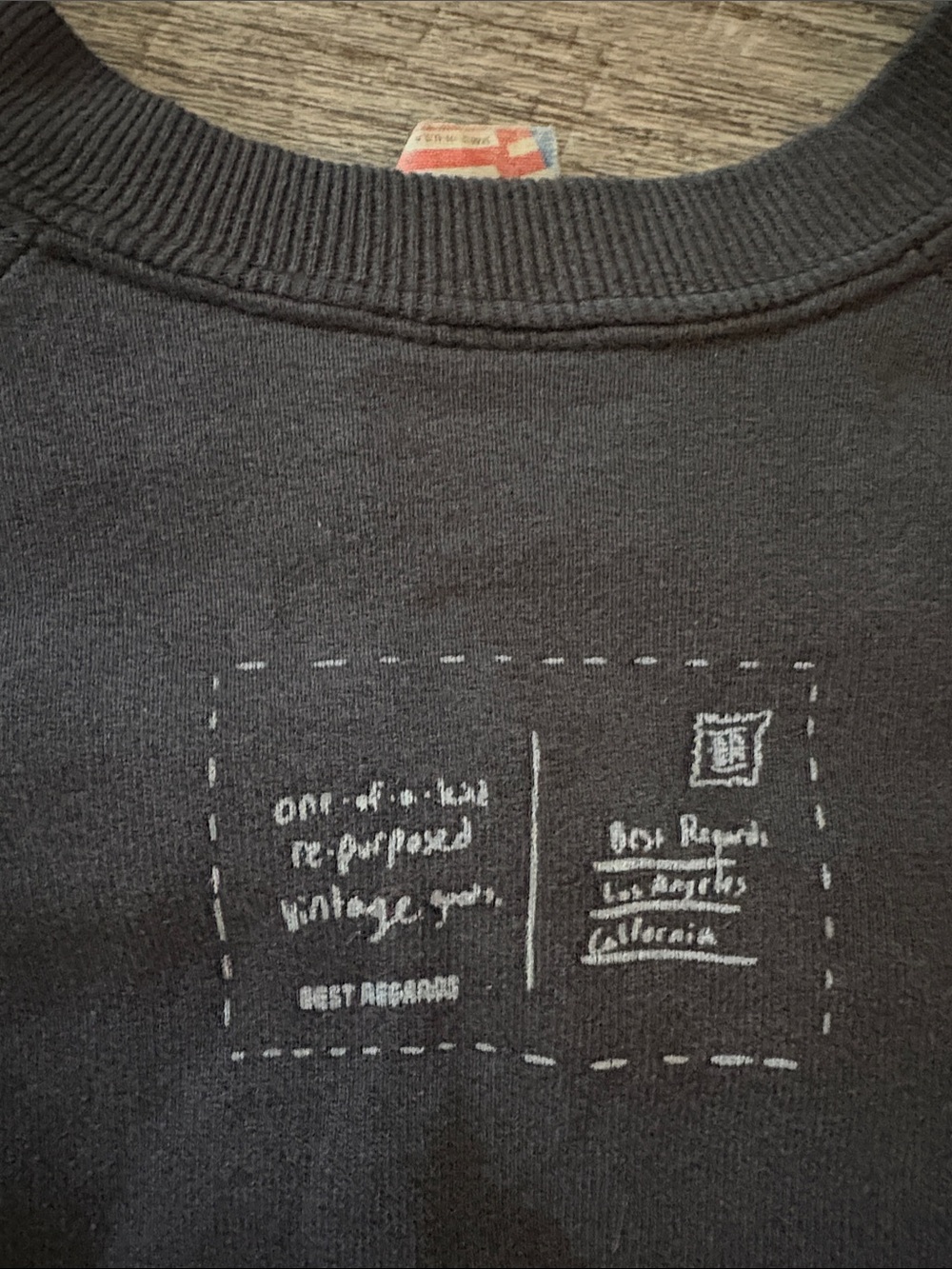 Vintage Sugar Black Crewneck Sweatshirt with White Script Logo - Picture 3 of 3